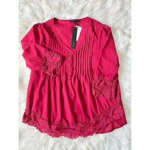 Zanzea Collection Red Lace Accent Blouse NWT XXXL